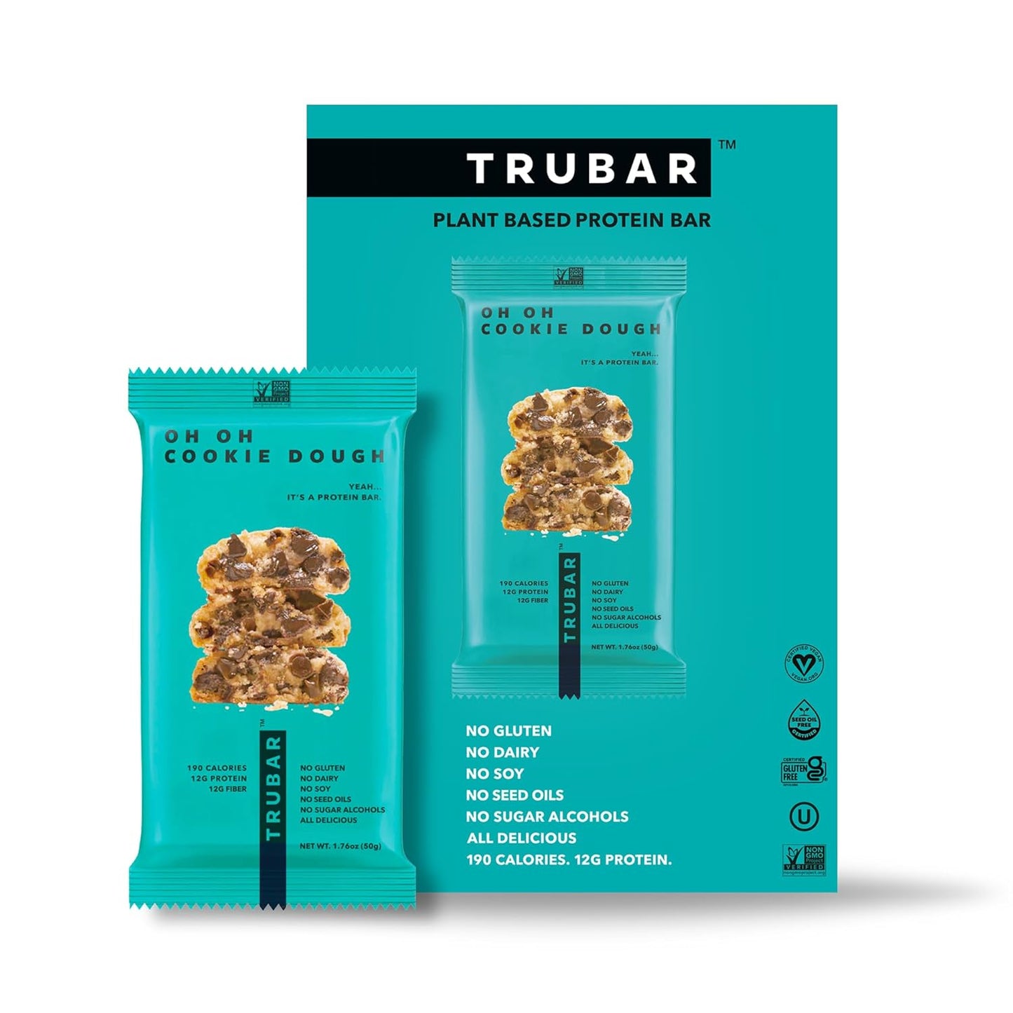 TRUBAR Vegan Protein Bar,  12G Lean Protein, 13G Fiber