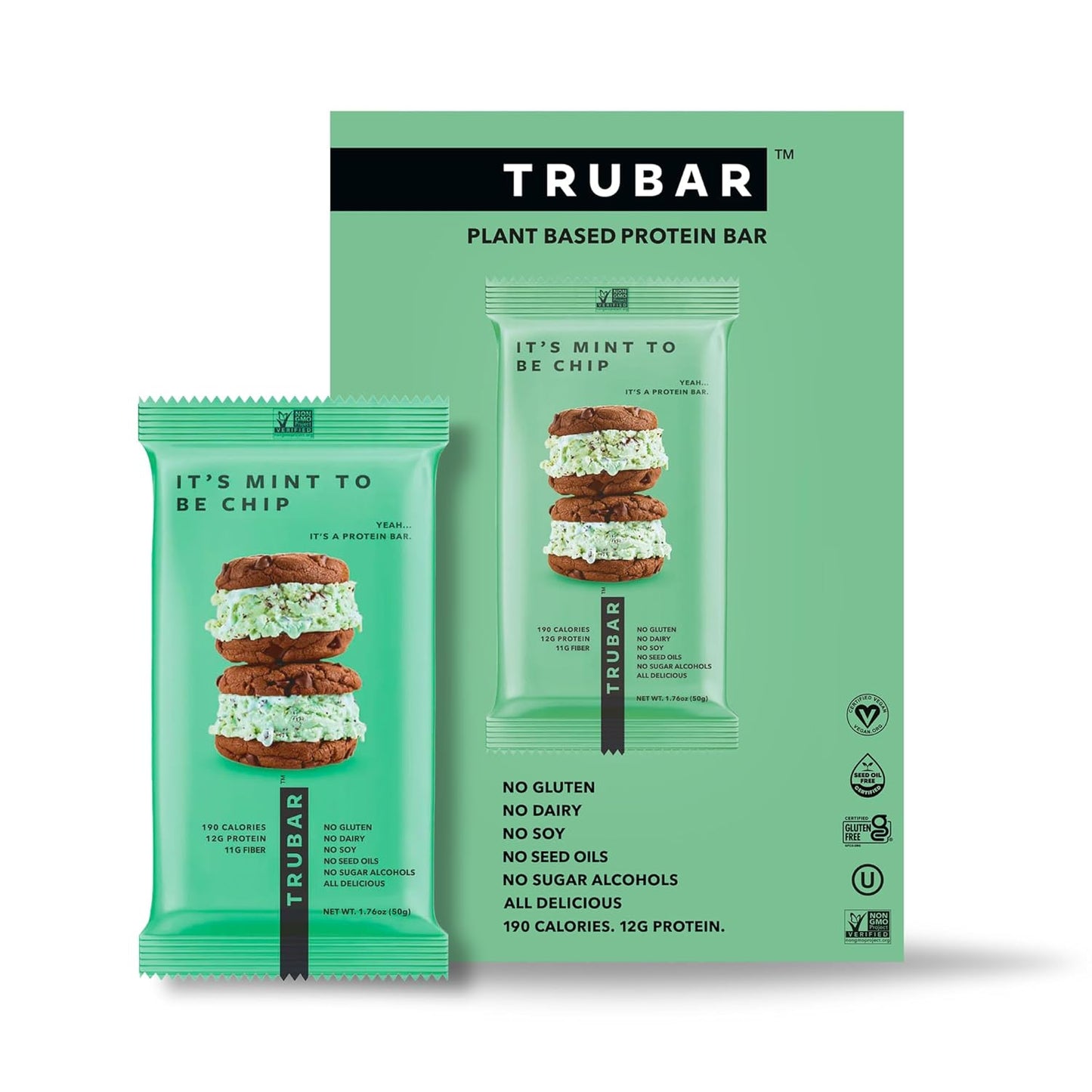 TRUBAR Vegan Protein Bar,  12G Lean Protein, 13G Fiber