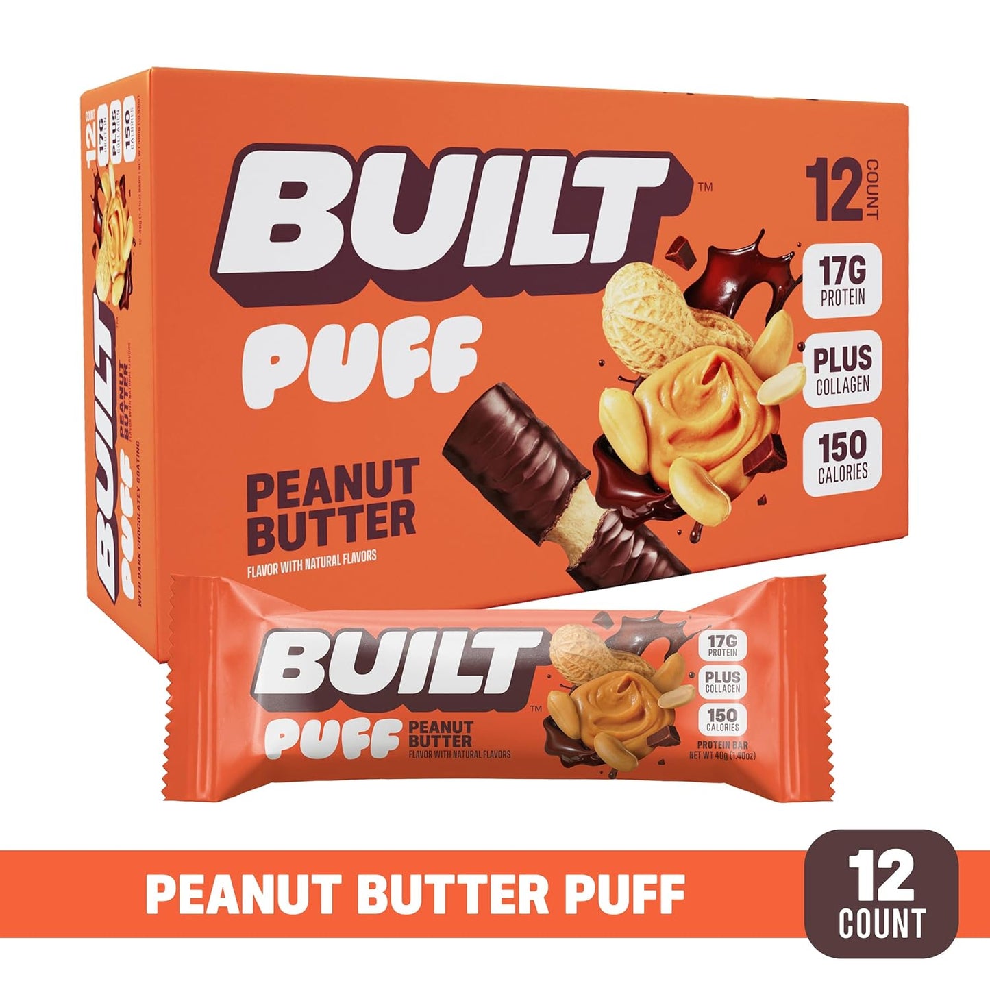 Built Bar Protein Bars, 17g Protein,  Only 160 Calories, 6g Sugar