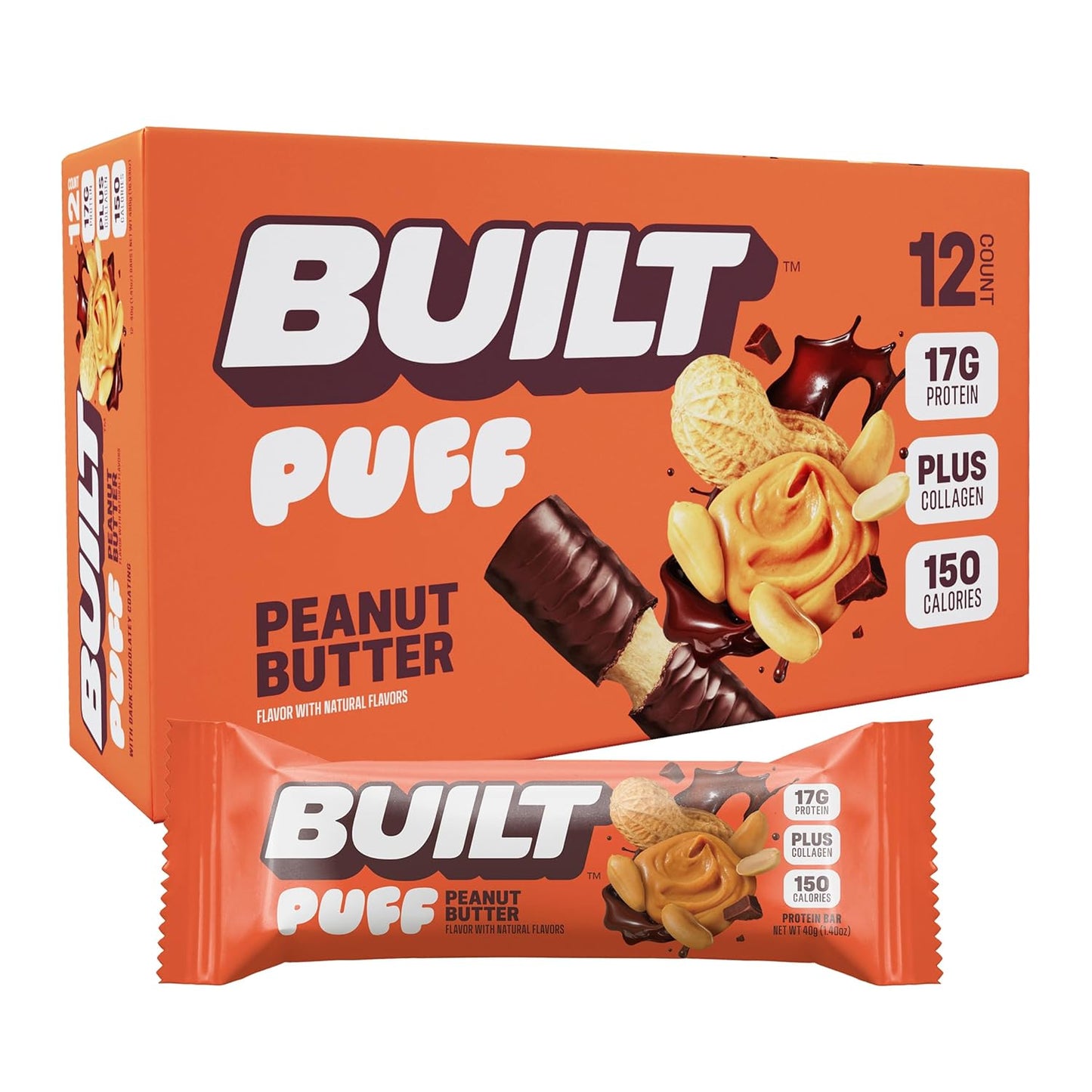 Built Bar Protein Bars, 17g Protein,  Only 160 Calories, 6g Sugar