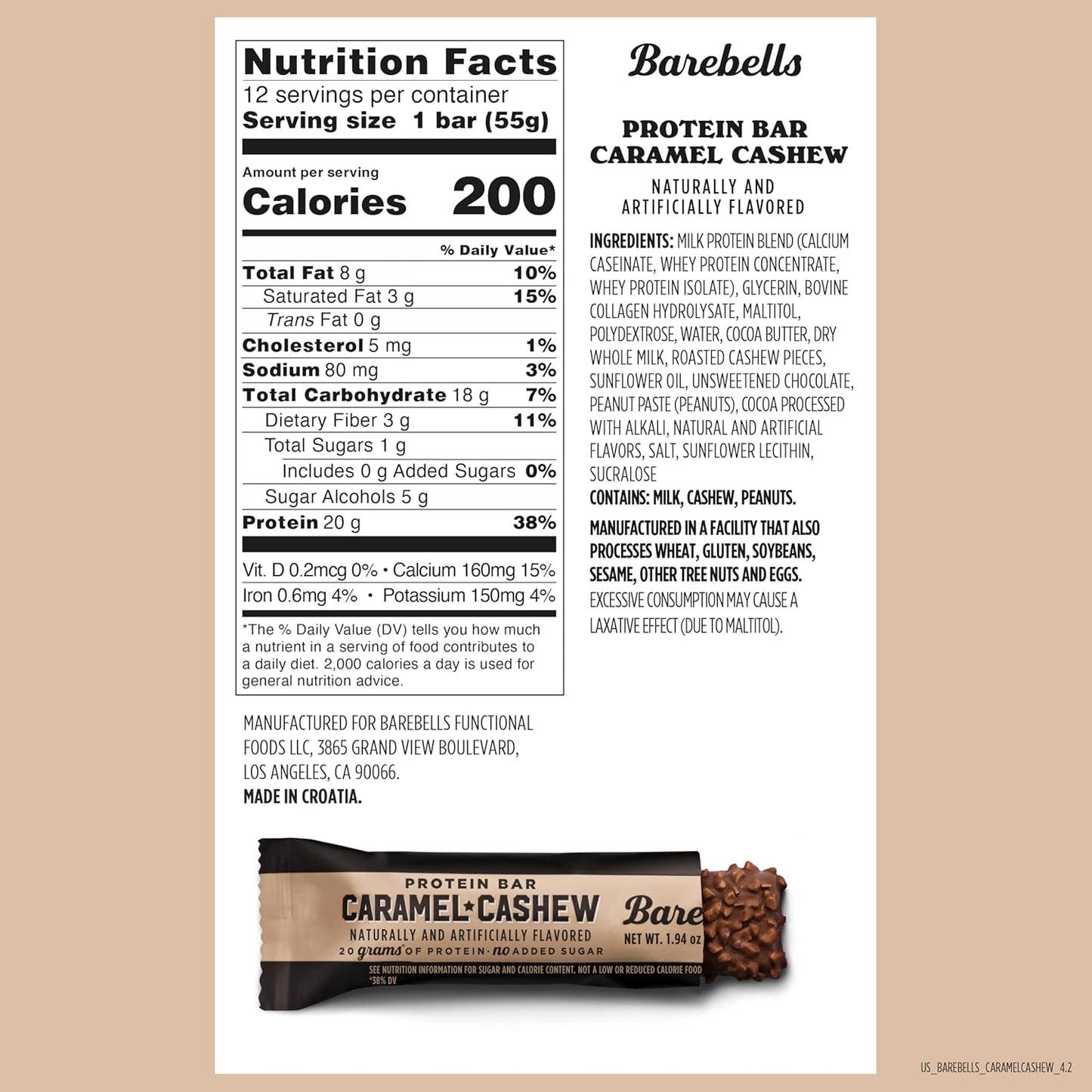 Barebells Protein Bar, 20g High Protein, Total Sugar 1g