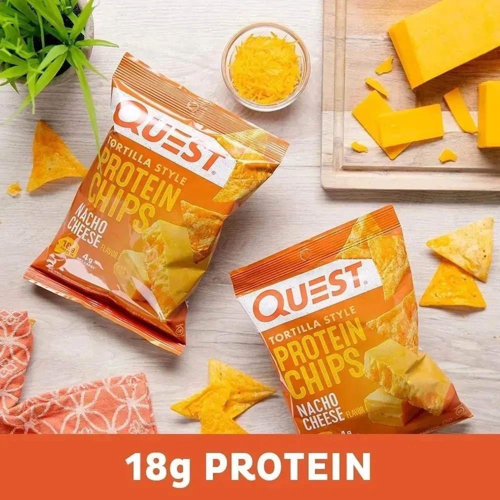 🔥 Quest Nutrition Zesty Nacho Cheese Protein Chips – 18g Protein, 4g Net Carbs, Low-Carb & Gluten-Free Crunch! (12-Pack, 1.1 oz Bags)