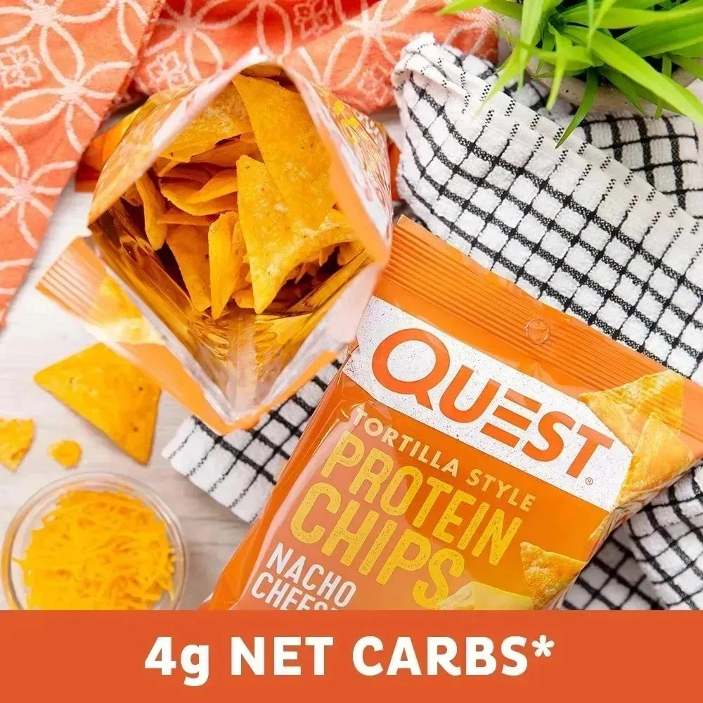 🔥 Quest Nutrition Zesty Nacho Cheese Protein Chips – 18g Protein, 4g Net Carbs, Low-Carb & Gluten-Free Crunch! (12-Pack, 1.1 oz Bags)