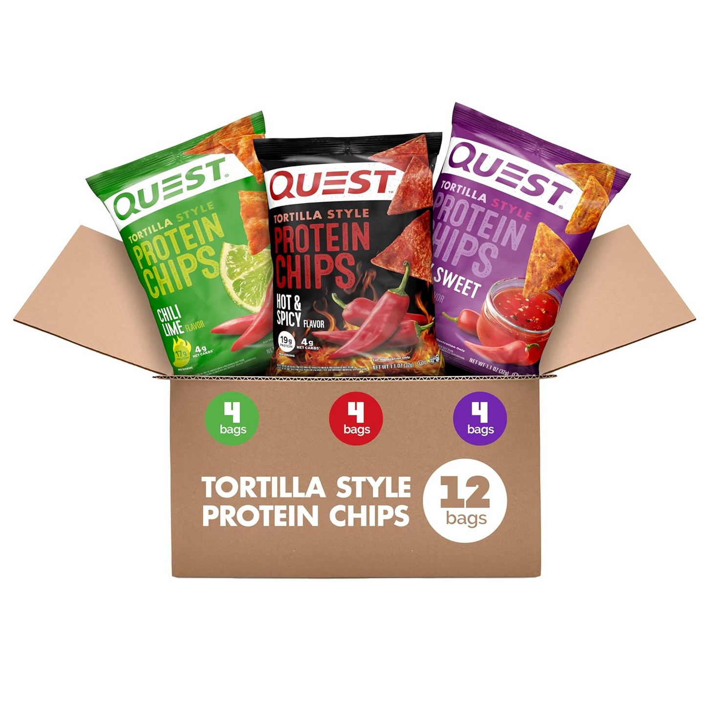 🔥 Quest Nutrition Zesty Nacho Cheese Protein Chips – 18g Protein, 4g Net Carbs, Low-Carb & Gluten-Free Crunch! (12-Pack, 1.1 oz Bags)