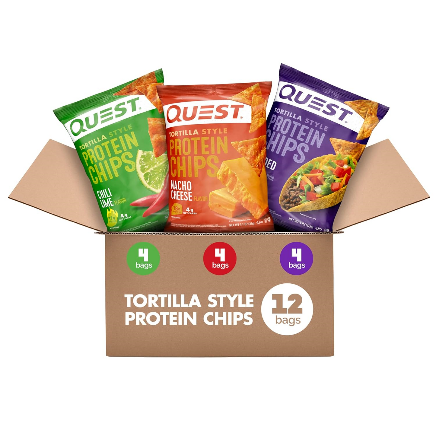 🔥 Quest Nutrition Zesty Nacho Cheese Protein Chips – 18g Protein, 4g Net Carbs, Low-Carb & Gluten-Free Crunch! (12-Pack, 1.1 oz Bags)