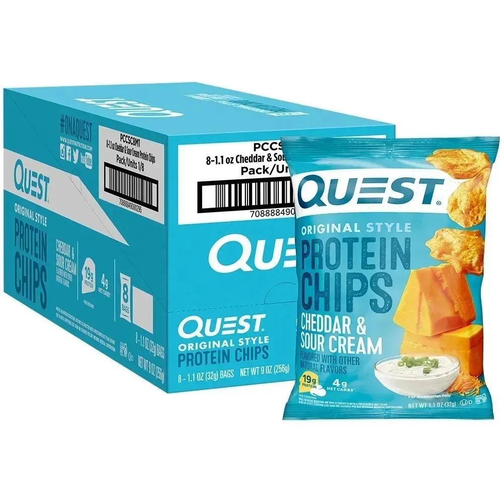 🔥 Quest Nutrition Zesty Nacho Cheese Protein Chips – 18g Protein, 4g Net Carbs, Low-Carb & Gluten-Free Crunch! (12-Pack, 1.1 oz Bags)