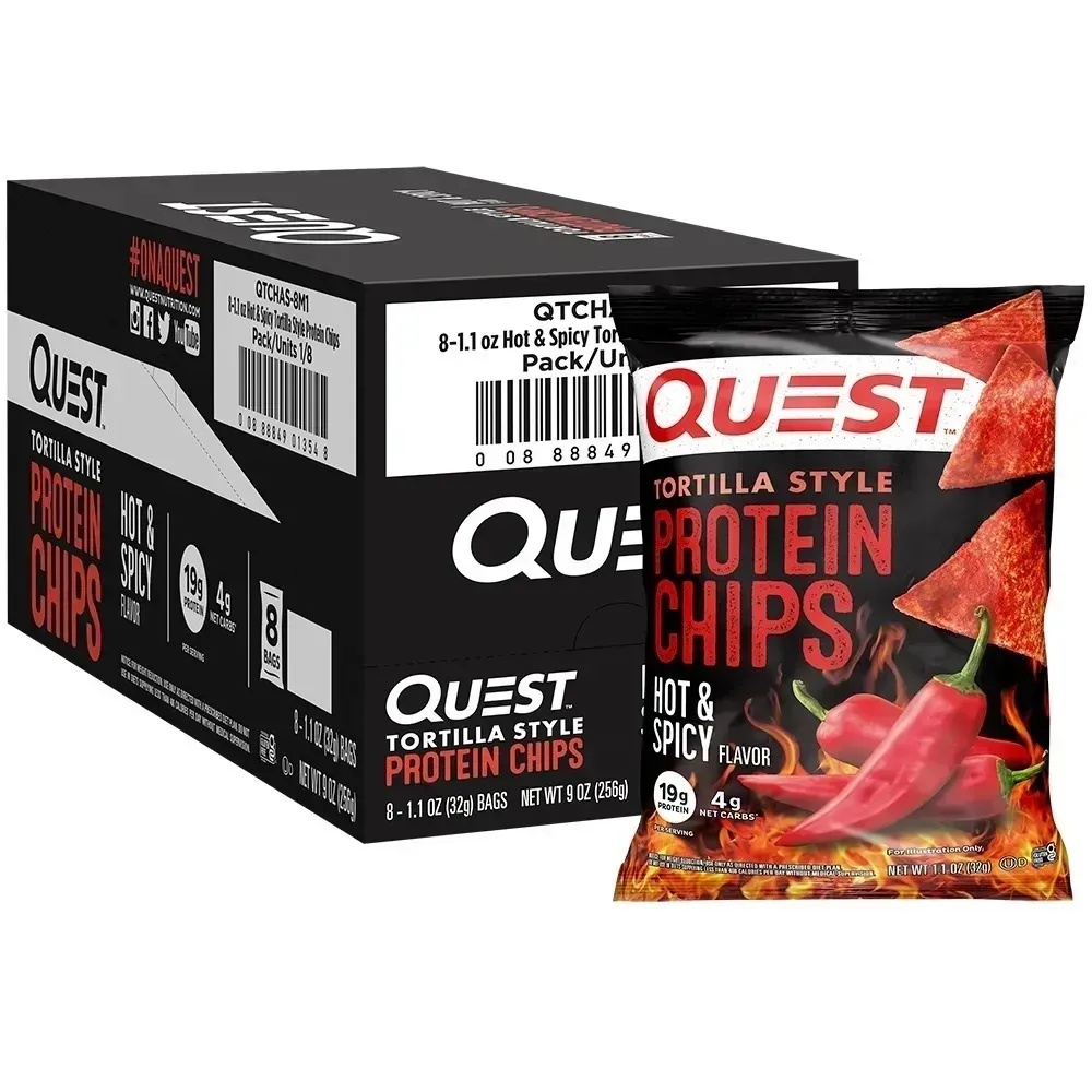 🔥 Quest Nutrition Zesty Nacho Cheese Protein Chips – 18g Protein, 4g Net Carbs, Low-Carb & Gluten-Free Crunch! (12-Pack, 1.1 oz Bags)